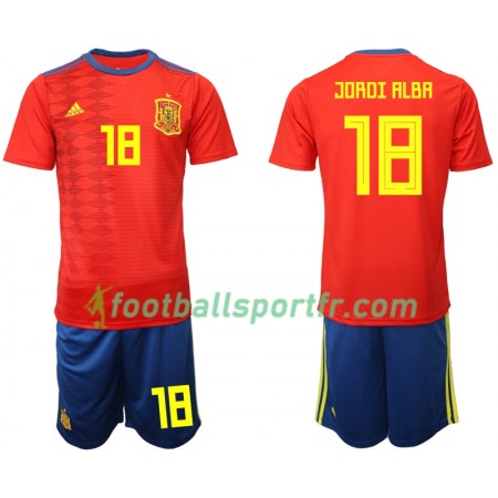 Tenue Espagne JORDI ALBA 18 Enfant Domicile 2019 Maillot de Foot